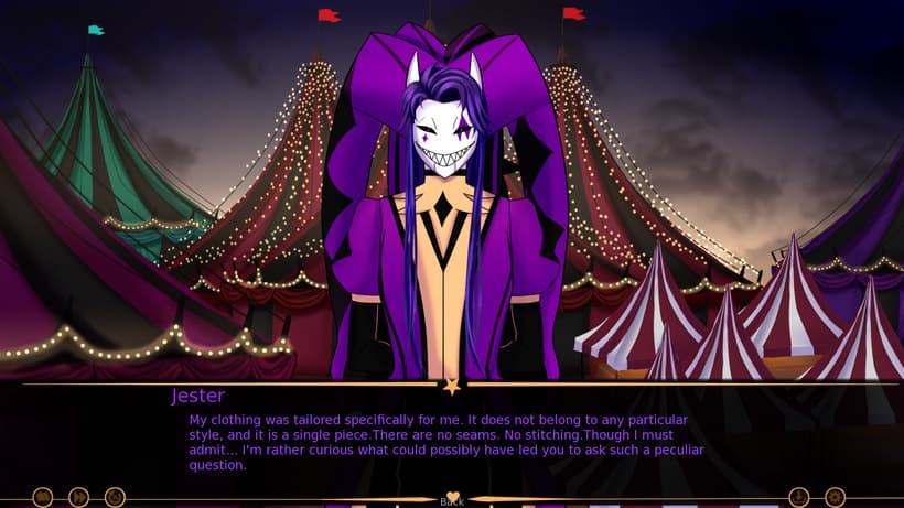 AMA 2 Part 24 screenshot showing Jester explaining that the character's seamless outfit was specially tailored.